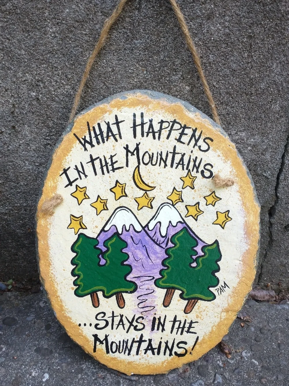 Hand Painted Slate Hiking Sign